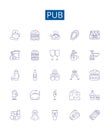 Pub line icons signs set. Design collection of Bar, Alehouse, Tavern, Pubs, Brewery, Taproom, Public House, Watering