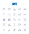 Pub line icons signs set. Design collection of Bar, Alehouse, Tavern, Pubs, Brewery, Taproom, Public House, Watering