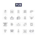 Pub line vector icons and signs. restaurant, bar, beer, drink, people, alcohol, party,lifestyle outline vector Royalty Free Stock Photo