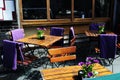 Pub Outdoor Terrace with Purple Flowers