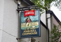 Pub sign for john bull chophouse wigan lancashire july 2019 Royalty Free Stock Photo