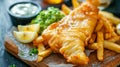 Pub Style Fish And Chips Served Old English Royalty Free Stock Photo