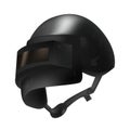 PUBG - PlayerUnknowns Battlegrounds Game. Game Metal Helmet. Realistic black vector helmet isolated on white background Royalty Free Stock Photo