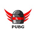 PUBG - PlayerUnknowns Battlegrounds Game. Vector helmet from Playerunknown`s Battleground. Cartoon illustration Royalty Free Stock Photo