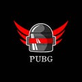PUBG - PlayerUnknowns Battlegrounds Game. Vector helmet from Playerunknown`s Battleground. Cartoon illustration Royalty Free Stock Photo