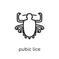 Pubic lice icon. Trendy modern flat linear vector Pubic lice icon on white background from thin line Diseases collection