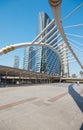 Pubic skywalk with modern buildings of Bangkok