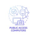 Public access computers dark blue concept icon