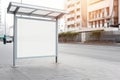 Public advertisement board space at bus subway station in the street, mockup signboard copy space area AI generated