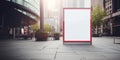 Public Advertisement Mockup A Clean Blank Screen Or Signboard In A Public Area With People Passing B