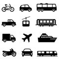 Public, air, land, sea transportation icons Royalty Free Stock Photo