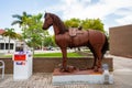 Public art Downtown Fort Myers FL Al Galope rusted iron horse Royalty Free Stock Photo