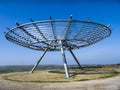 This is a public artwork called the Halo which is made of steel pipes and it is situated high on the Moors