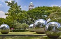 Public artwork stainless steel spheres in Singapore