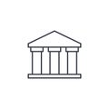 Public bank building, university or museum, classic greek architecture thin line icon. Linear vector symbol