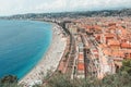 The public baths Plage de Castel and Plage des Ponchettes in the French city of Nice with the well known promenade quai des etats Royalty Free Stock Photo