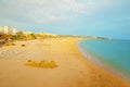 public beach in portugal on hot sunny day