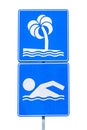 Public beach swimming sign