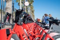 Public Bicycle Service in Barcelona on the beach of La Barceloneta in the capital of Catalonia in Spain in 2023