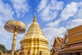 Public big golden pagoda at Wat Phra That Doi Suthep thai buddhist temple the most famous is visiting place of Chiang Mai, Thailan Royalty Free Stock Photo