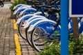 Public bike service launched in Ho Chi Minh City, install the mobile app on your smartphones and fill out personal information for Royalty Free Stock Photo