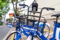 Public bike service launched in Ho Chi Minh City, install the mobile app on your smartphones and fill out personal information for Royalty Free Stock Photo