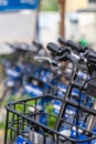 Public bike service launched in Ho Chi Minh City, install the mobile app on your smartphones and fill out personal information for Royalty Free Stock Photo