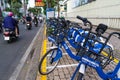 Public bike service launched in Ho Chi Minh City, install the mobile app on your smartphones and fill out personal information for Royalty Free Stock Photo