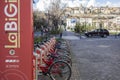 Public bikes city center of Bergamo,Lombardy,Italy.