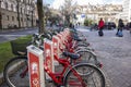 Public bikes city center of Bergamo,Lombardy,Italy.