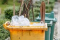 Public bin on public park , Selective focus