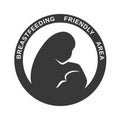 Public breastfeeding zone icon symbol sign. Vector logo mother and baby breastfeeding area. Isolated graphic illustration mother