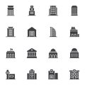 Public buildings vector icons set