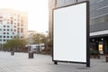 Public business center advertisement board space as empty blank white mockup signboard with copy space area AI generated