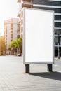 Public business center advertisement board space as empty blank white mockup signboard with copy space area AI generated