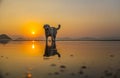 Public Cargo Ferry, Kennedy Town, Hong Kong: one of the few best places for taking sunset photos with reflection Royalty Free Stock Photo