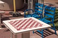 Public chess table in Cannes - CITY OF CANNES, FRANCE - JULY 12, 2020