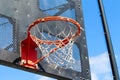 Public city park basketball hoop closeup Royalty Free Stock Photo