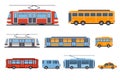 Public city transport set, taxi, bus, subway, tram vector Illustrations on a white background