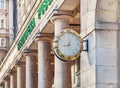 Public clock on national biblioteka building in Warsaw