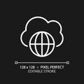 Public cloud pixel perfect white linear icon for dark theme Royalty Free Stock Photo
