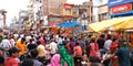 public crowd at indian market during traditional festival