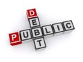 Public debt word block on white