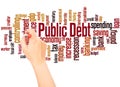 Public debt word cloud hand writing concept