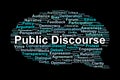 Public Discourse Word Cloud. Key Civic Concepts in Modern Communication and Society Royalty Free Stock Photo
