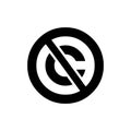 Public domain circular icon. Crossed out C letter trademark sign