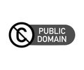 Public domain sign with crossed out C letter icon in a circle. Vector illustration.