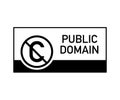 Public domain sign with crossed out C letter icon in a circle. Vector illustration.