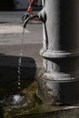 Public drinking fountain, the so-called nasoni, with clean fresh drinking water in Rome, Italy Royalty Free Stock Photo