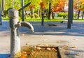 Public drinking water well hand pump Royalty Free Stock Photo